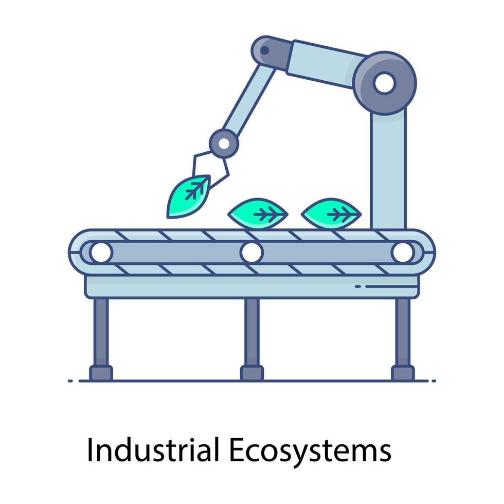 entrega de productos, icono de contorno plano del ecosistema industrial, vector