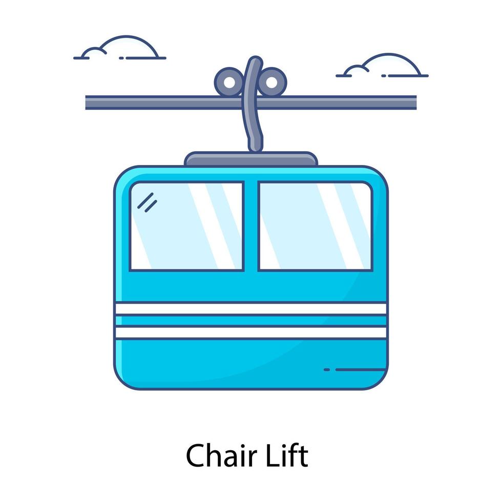 A trendy flat outline icon of chair lift, gondola vector