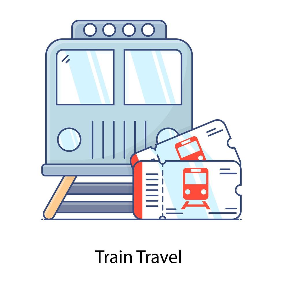 icono conceptual del viaje en tren, viaje en tren vector