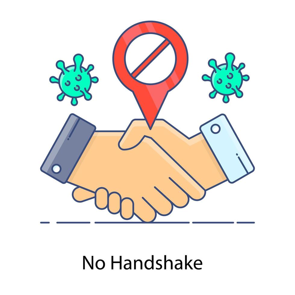 Corona protection, no handshake flat outline icon vector