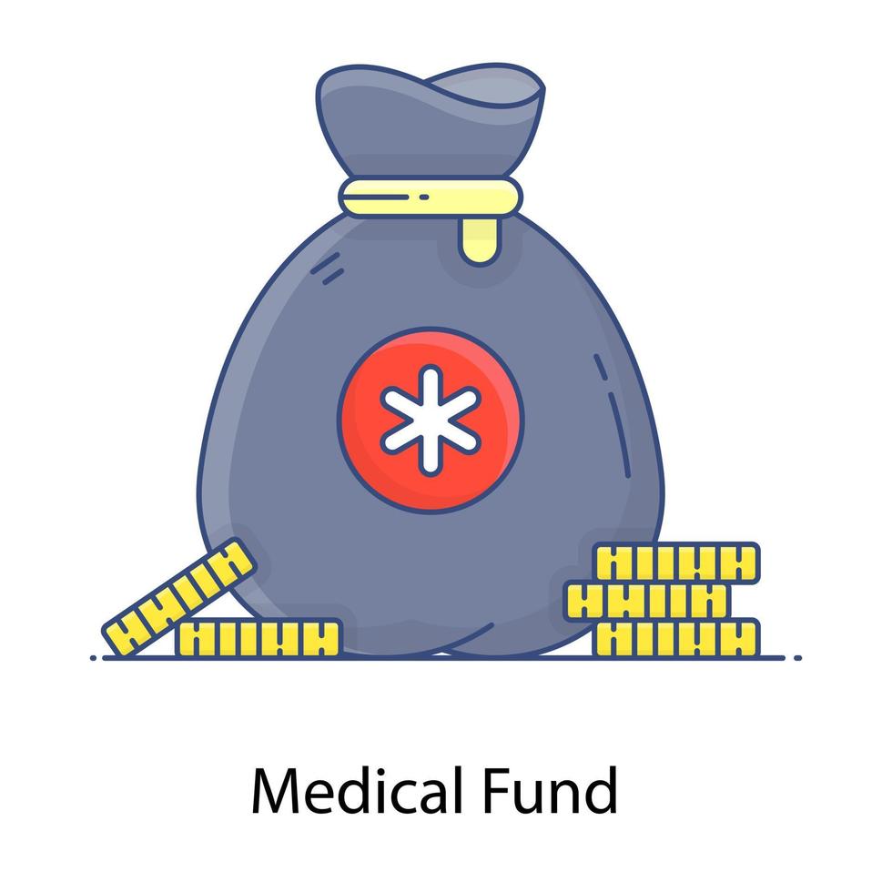 Conceptual flat outline icon of money funds, editable vector