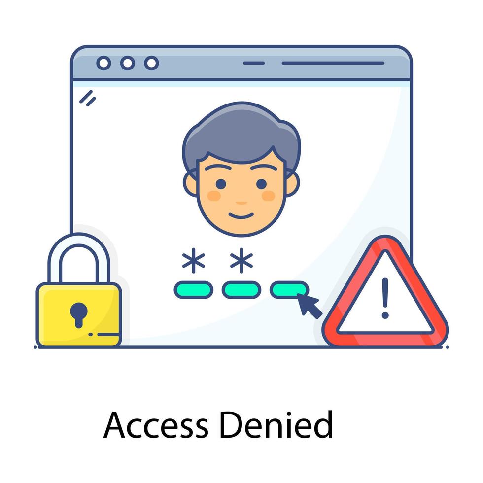 icono de acceso de usuario denegado en un diseño de contorno plano editable vector