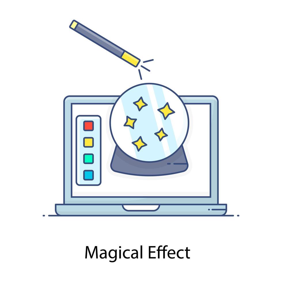 icono de contorno plano de efecto mágico, diseño vector