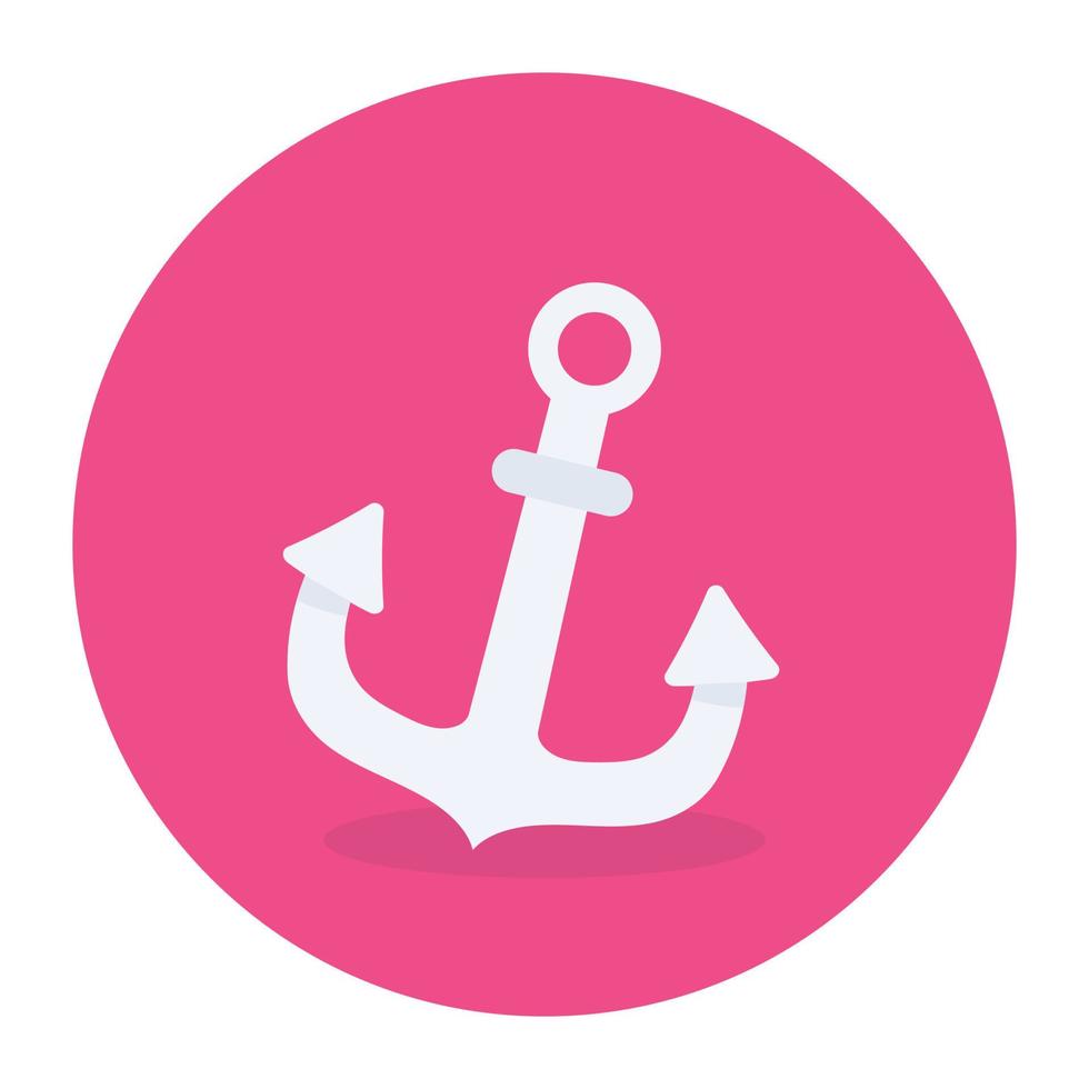 Harbor tool boat anchor in flat icon vector