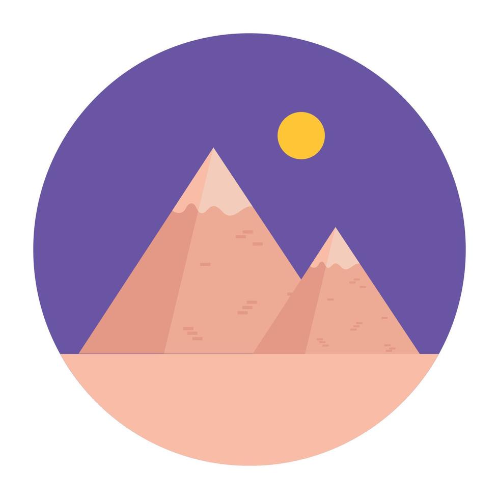 una representación de clima seco y cálido en este paisaje de colinas, diseño de icono plano vector
