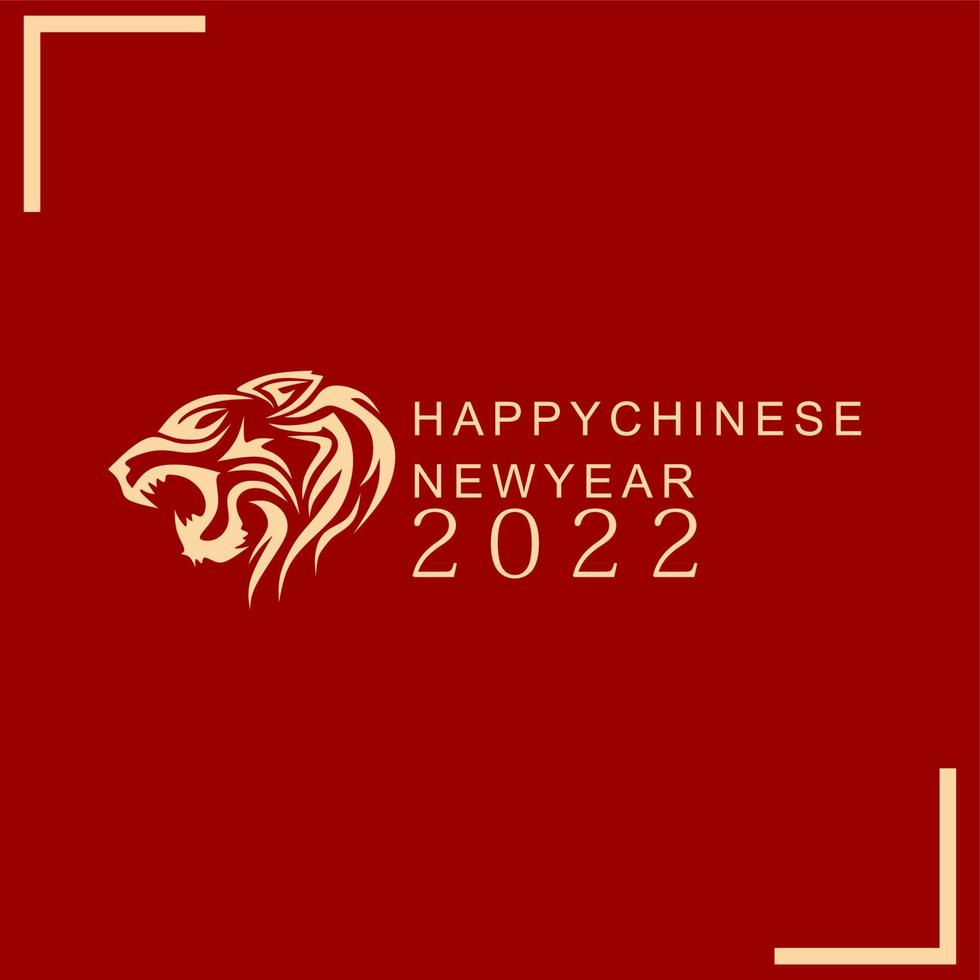 Happy Chinese New Year 2022 by gold brush stroke abstract paint of the tiger isolated on red background. vector