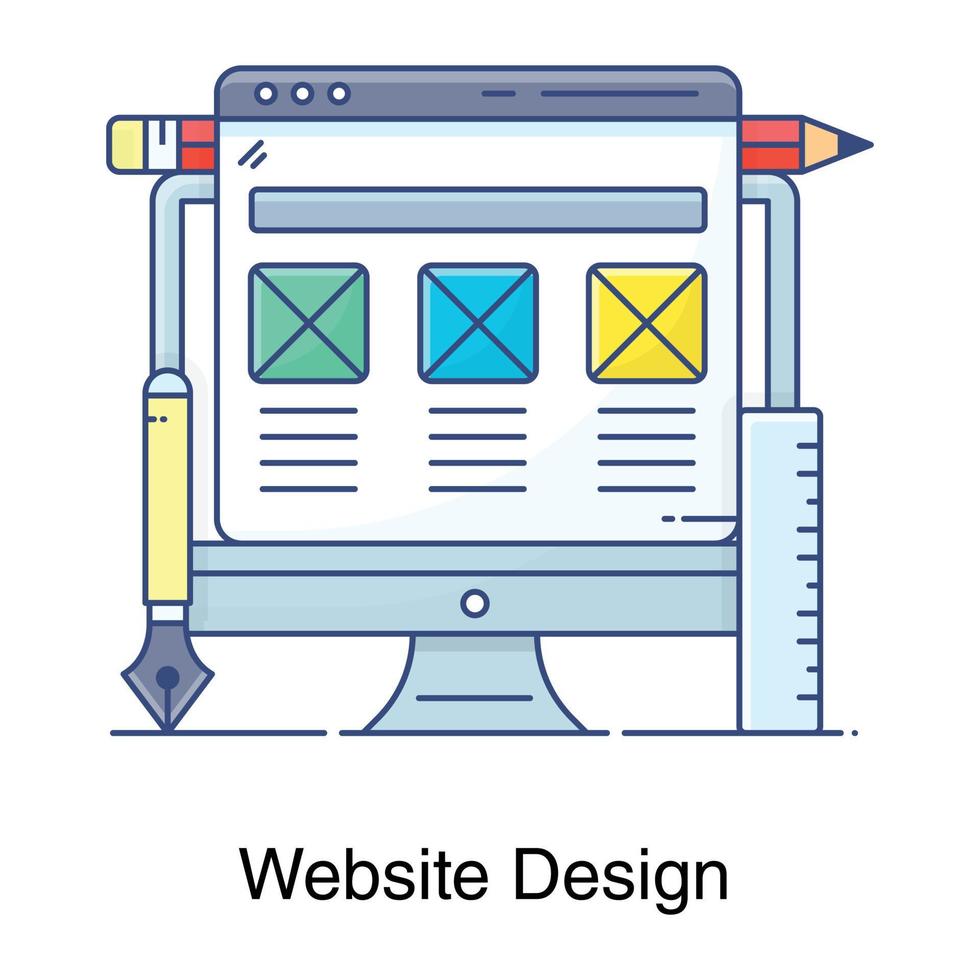 un diseño de icono de diseño de sitio web en vector plano