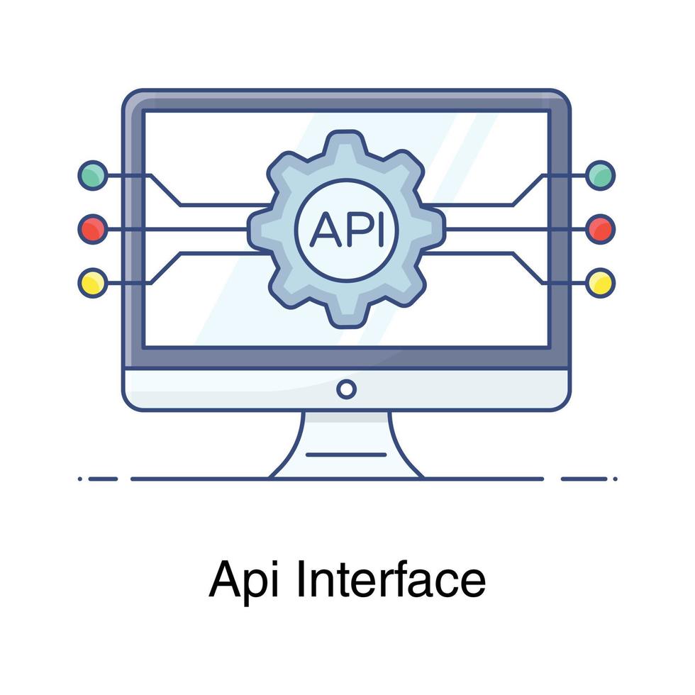 Icon of application programming interface, api interface in flat style vector