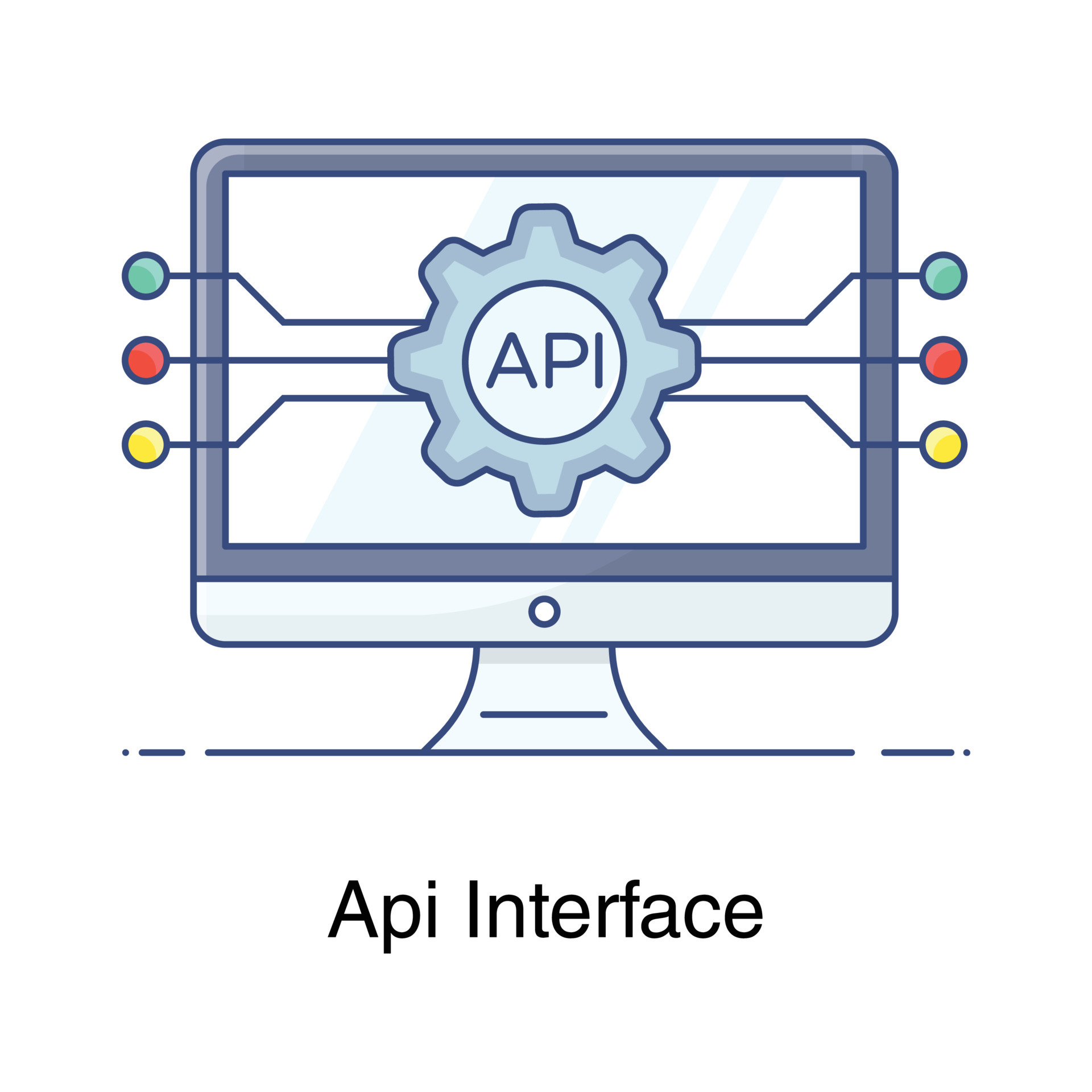 Icon of application programming interface, api interface in flat style ...