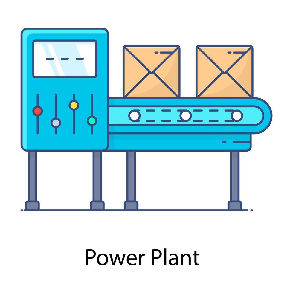 Conveyor belt, flat outline icon of production plant vector