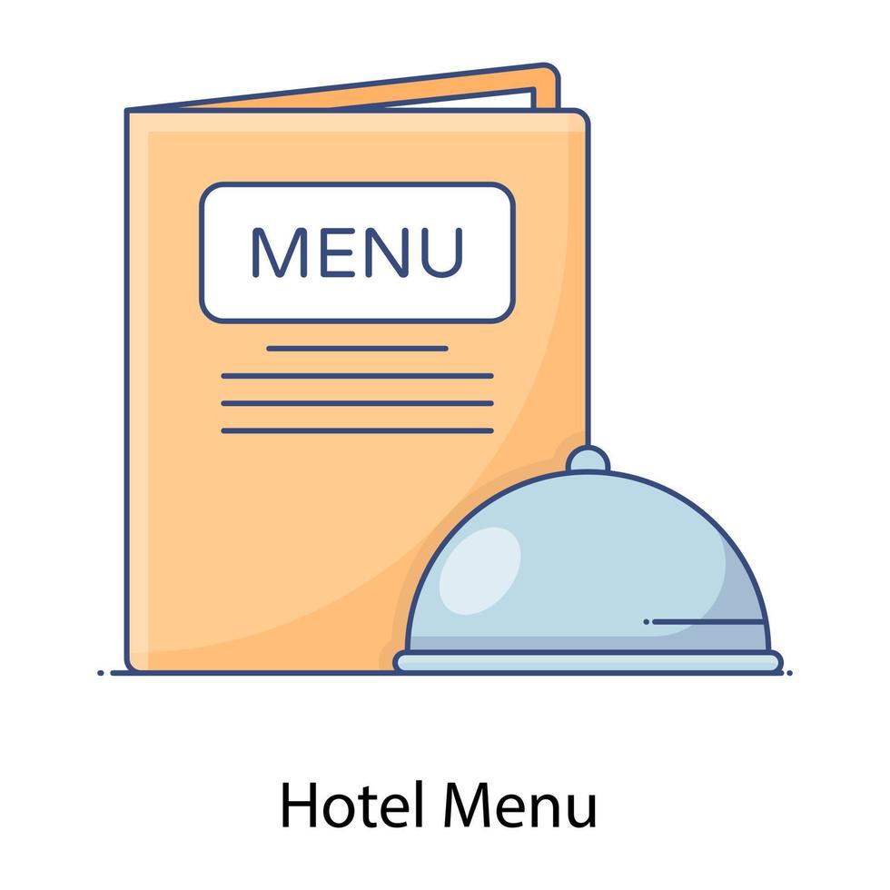 Flat outline vector of hotel menu, delicious meal list