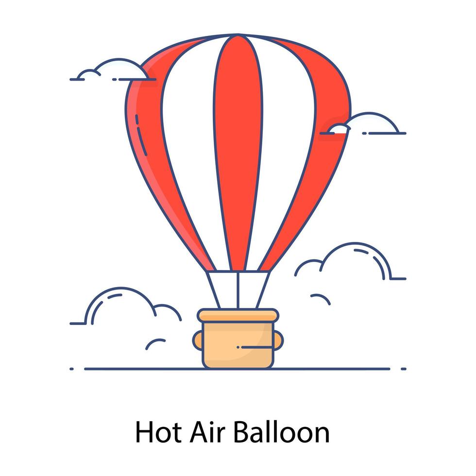 globo de aire caliente que muestra el vector de contorno plano, globo lleno de aire calentado