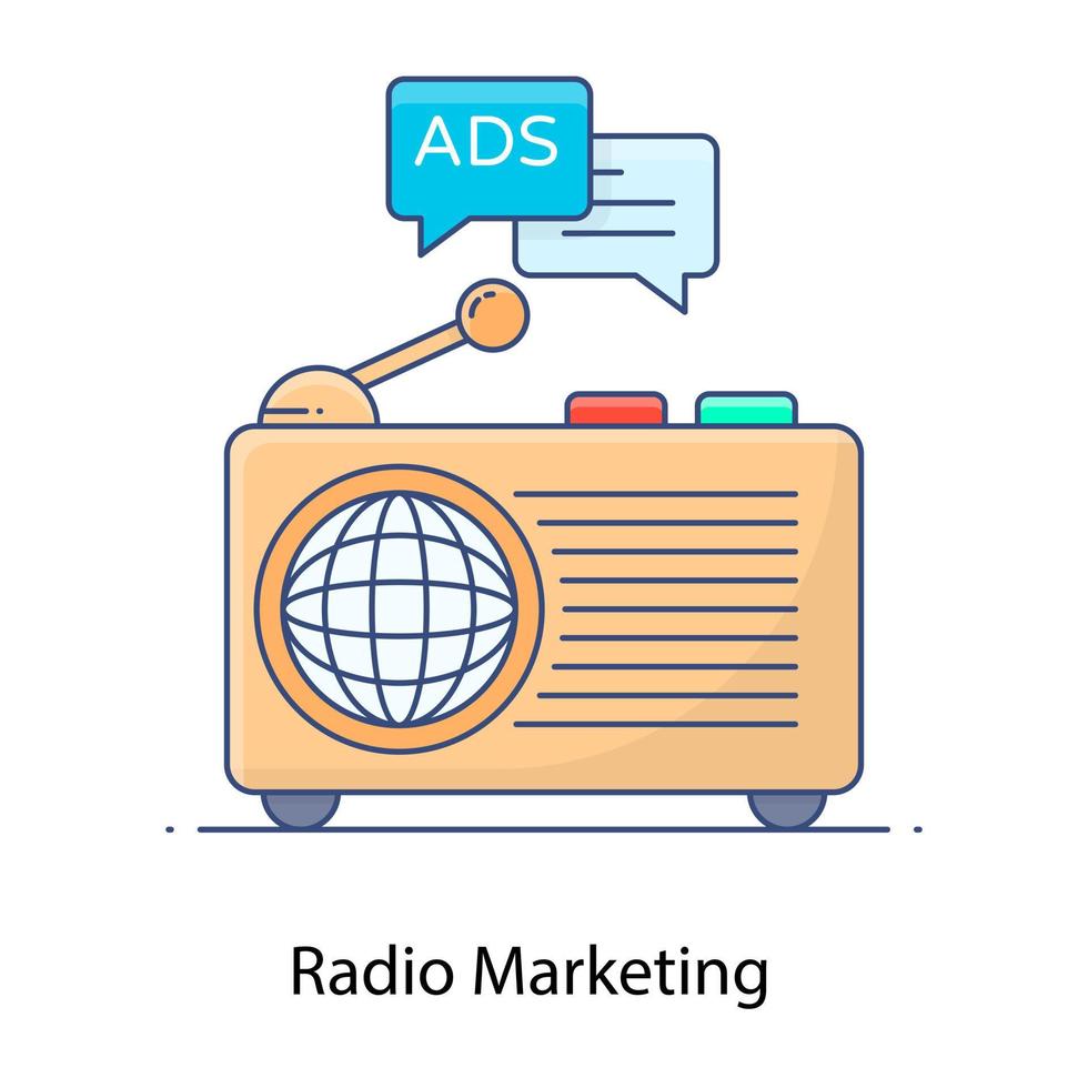 un icono de contorno plano moderno de marketing de radio vector