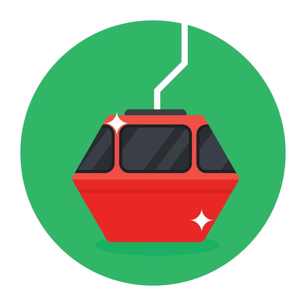 Flat design of cable car icon showing the concept of adventure vector