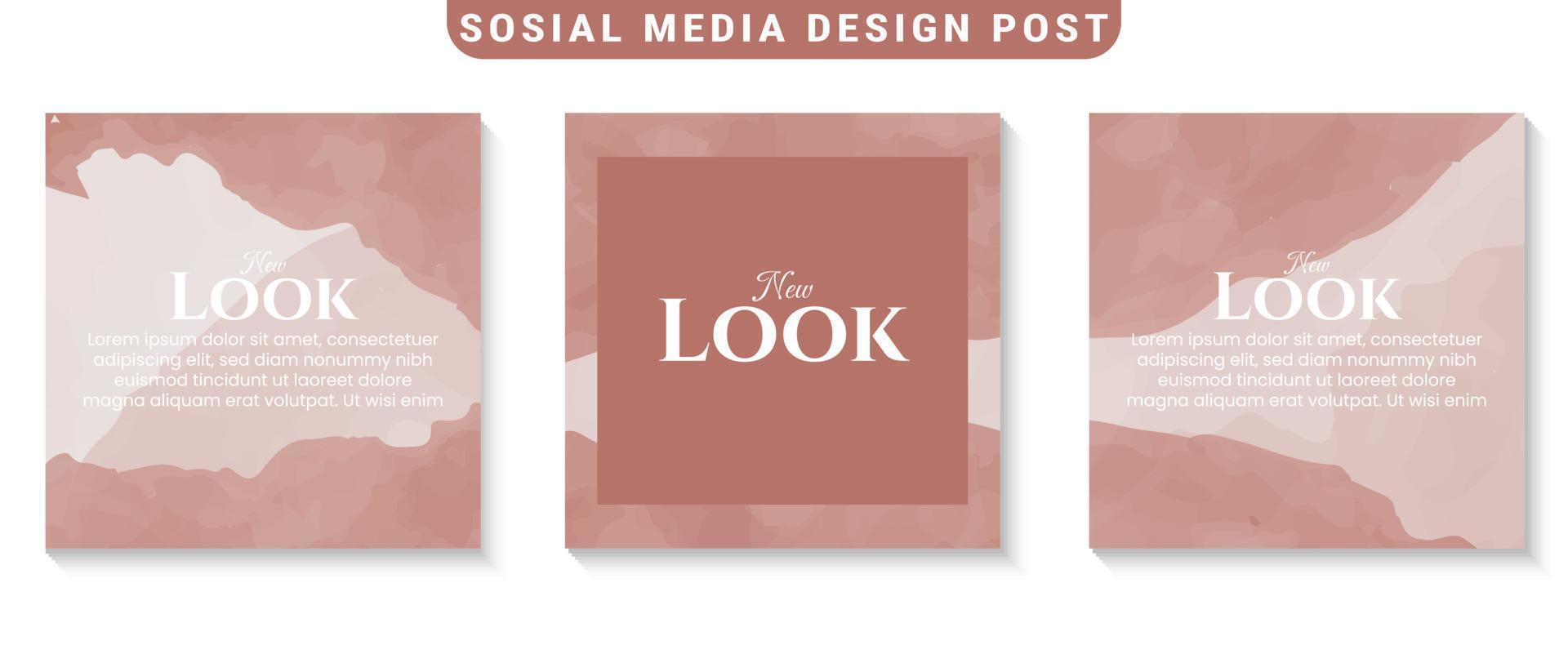 Set of minimal editable social media post templates vector