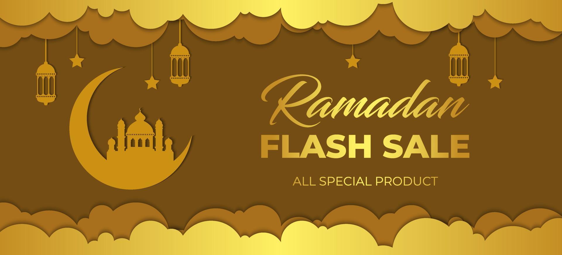 Ramadan flash sale banner design template. promotion sale banner. editable ramadan sale design template for social media or printing. vector