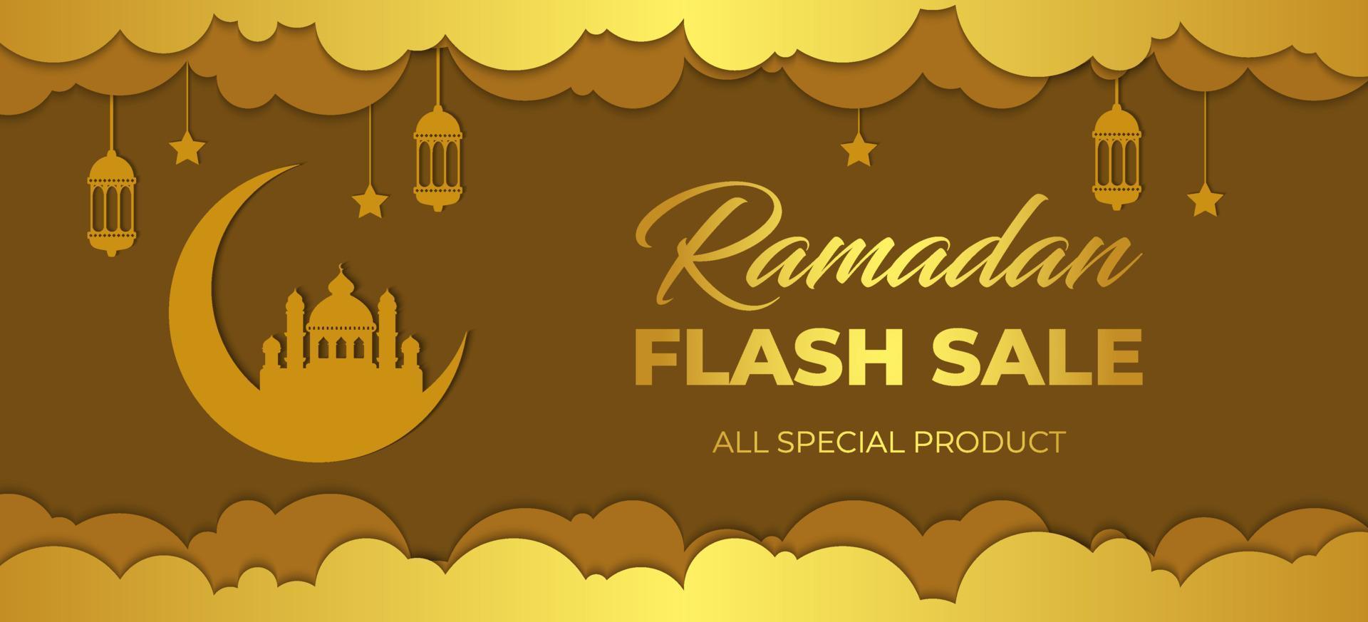 plantilla de diseño de banner de venta flash de ramadán. banner de venta de promoción. plantilla de diseño de venta de ramadán editable para medios sociales o impresión. vector