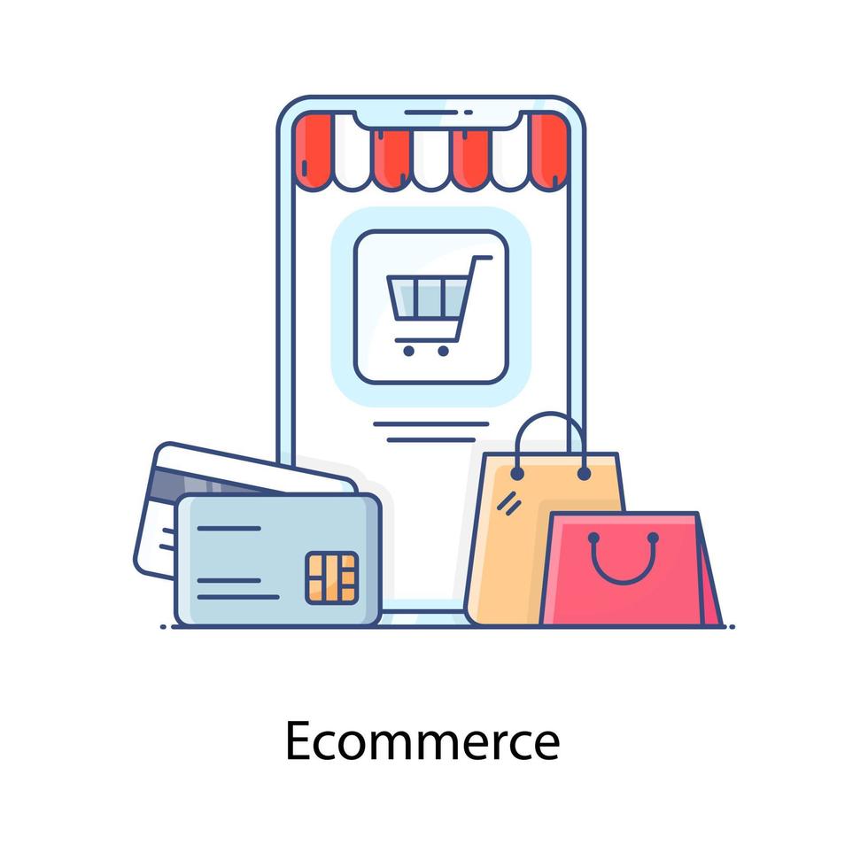 Mobile shopping app icon, e commerce concept vector