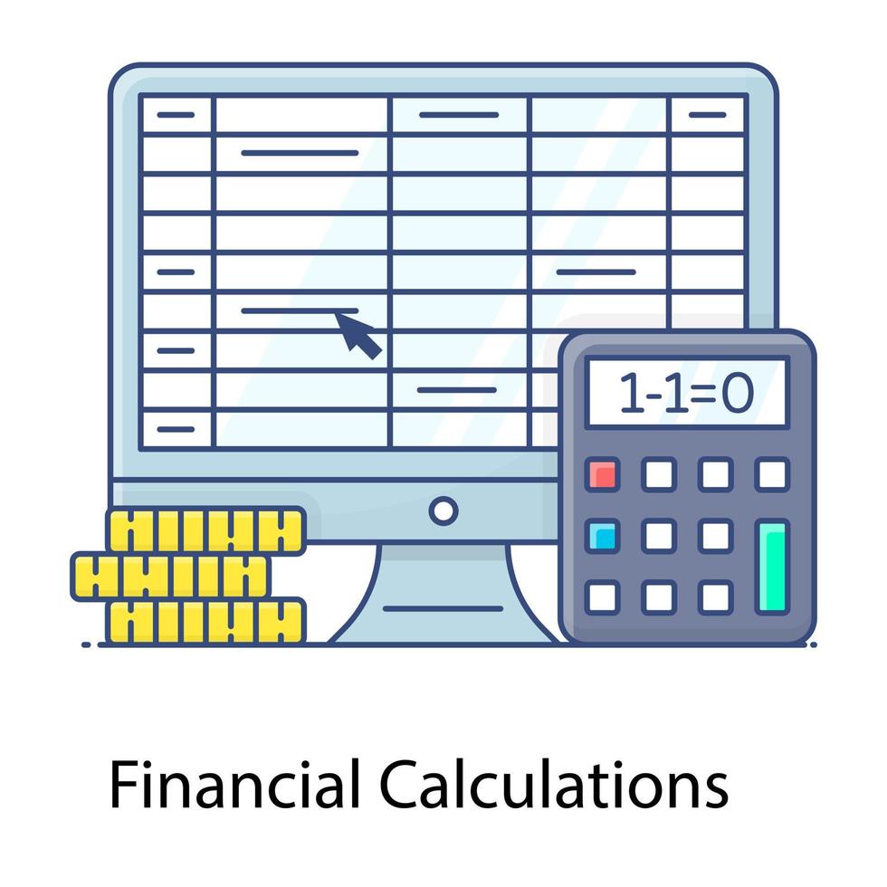 realizar funciones financieras, vector de contorno plano de cálculos financieros