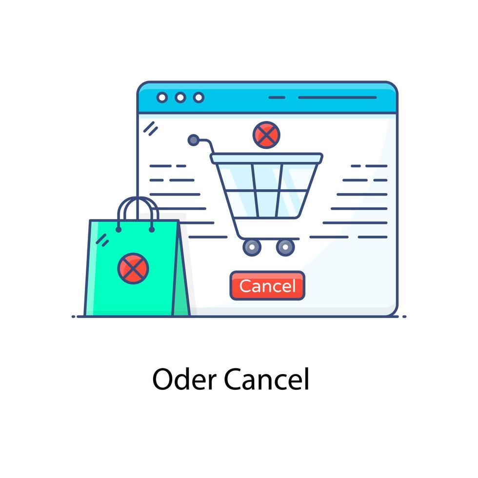 Flat style of cross mark on parcel, order cancel vector