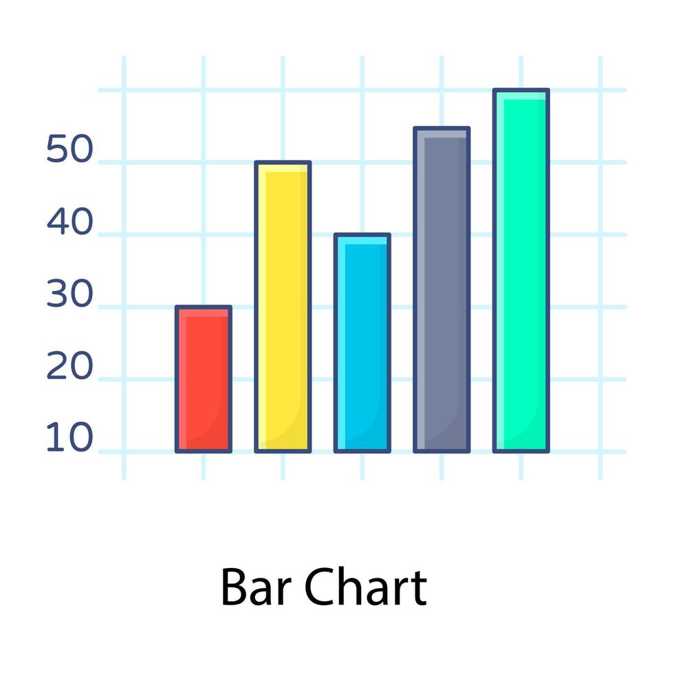 Graphical representation of information, flat outline concept icon bar chart vector