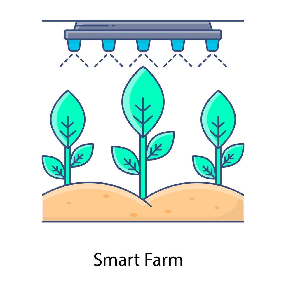 Cultivate, flat outline icon of smart farm vector