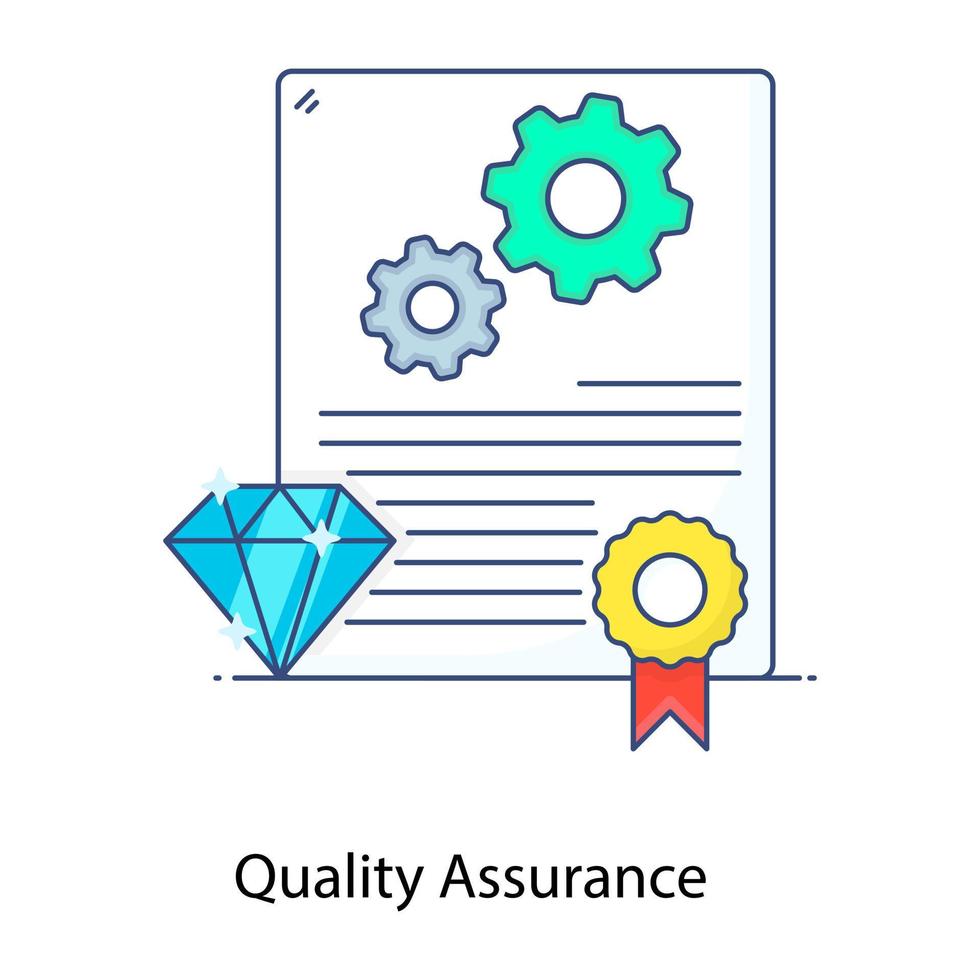 Quality assurance flat outline icon, quality analysis vector