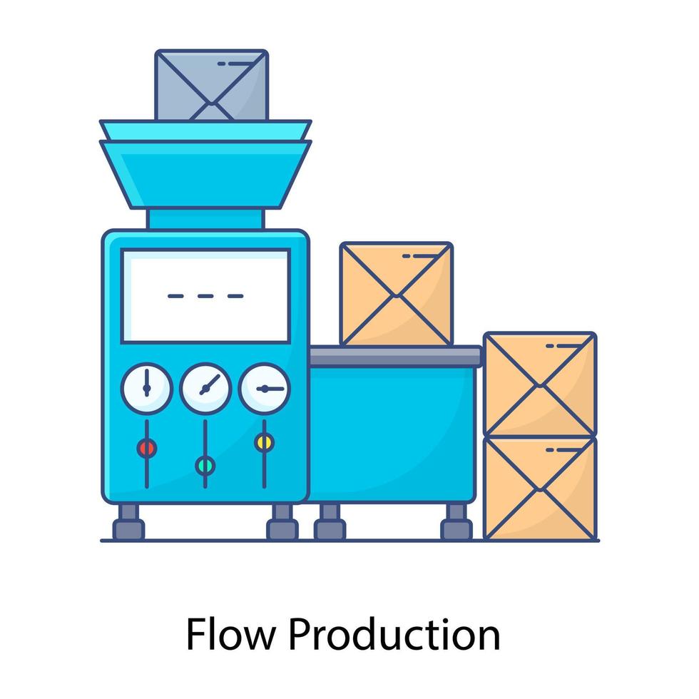 Manufacturing, flat outline icon of flow production vector