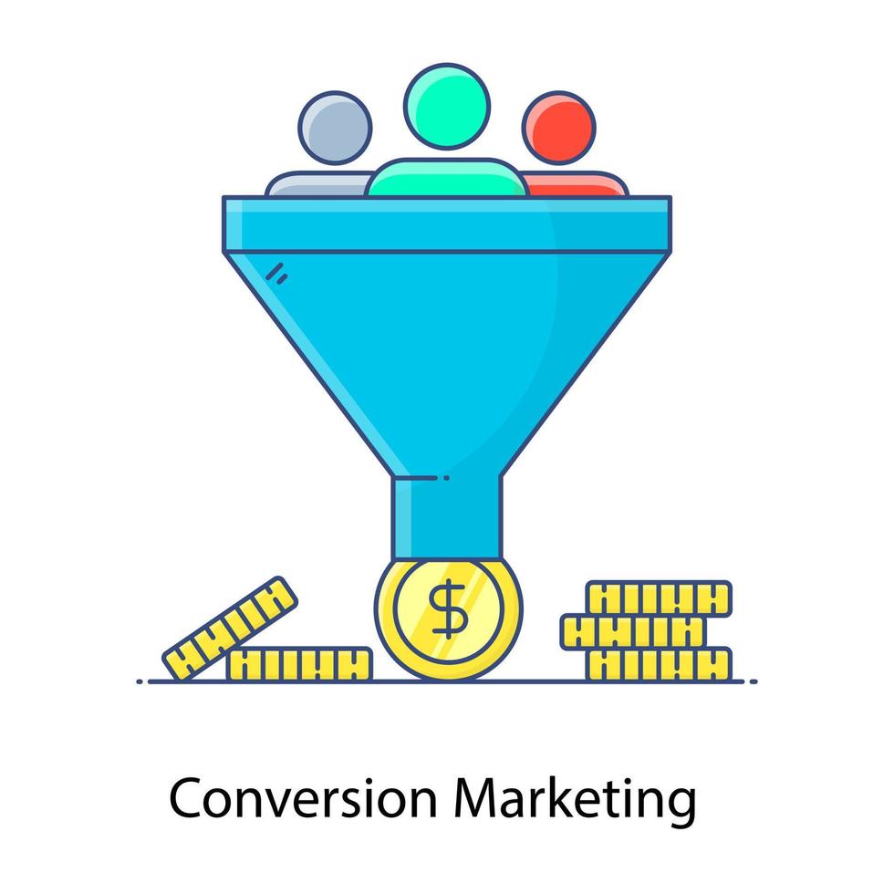 Trendy flat outline icon of conversion marketing vector