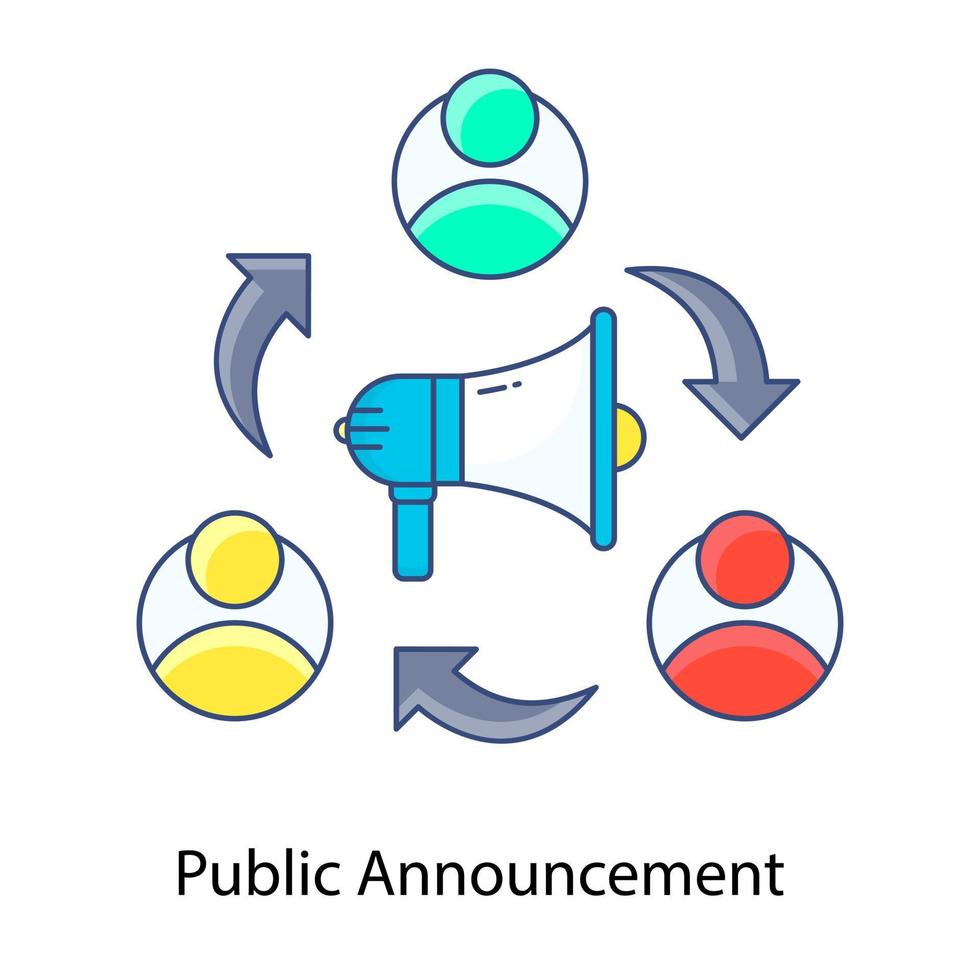 Conceptual icon of public announcement, flat outline design vector