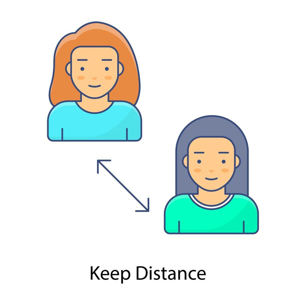 Keep distance concept icon, social distancing for corona protection vector