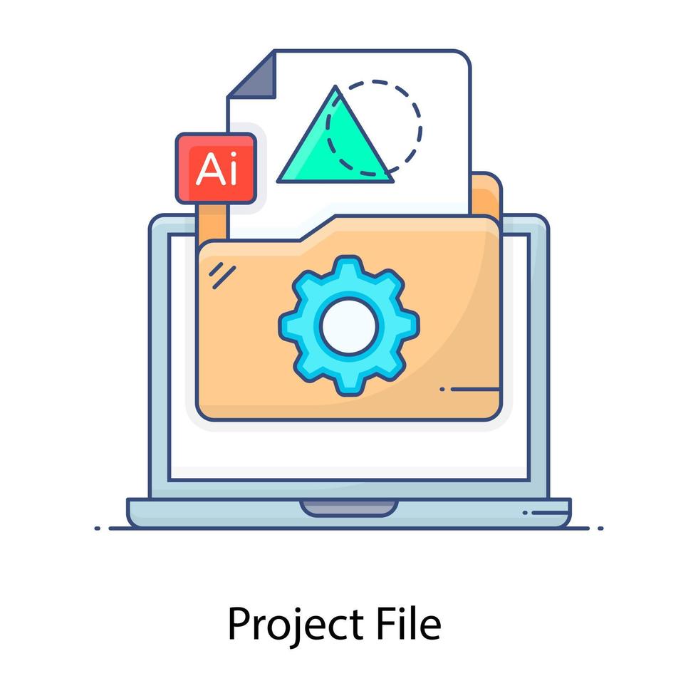 Project file flat outline icon, documentation vector