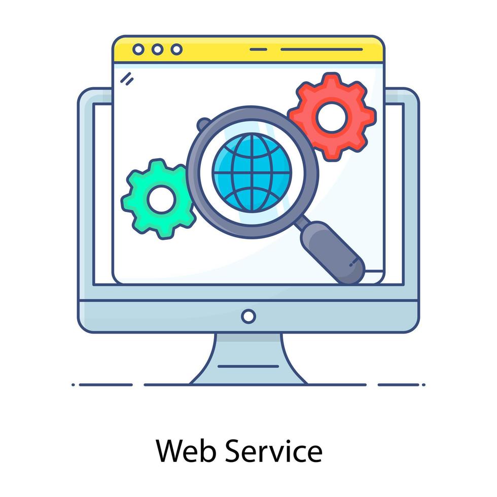 servicio de internet, icono de contorno plano del servicio web vector