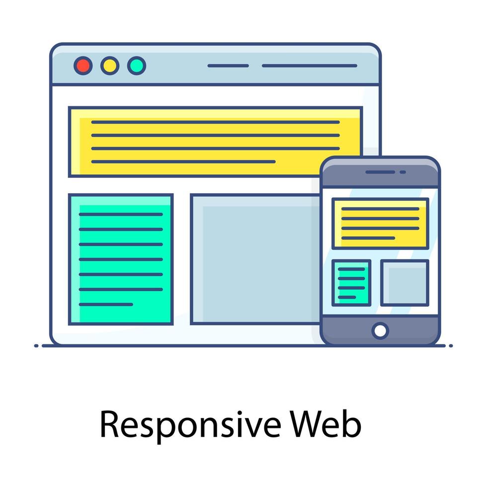 Responsive flat outline icon, design mockups vector