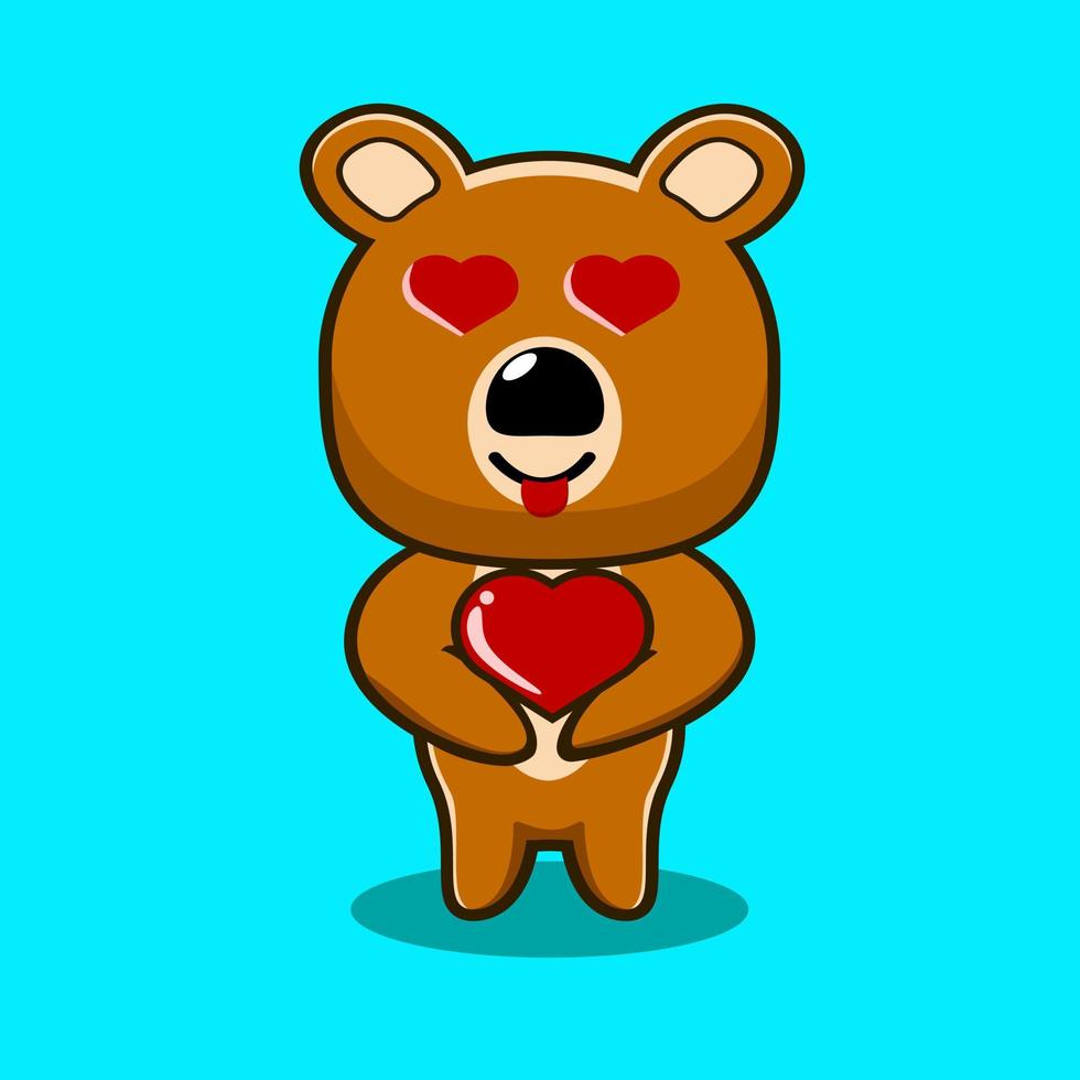 bear cute character fall in love vector