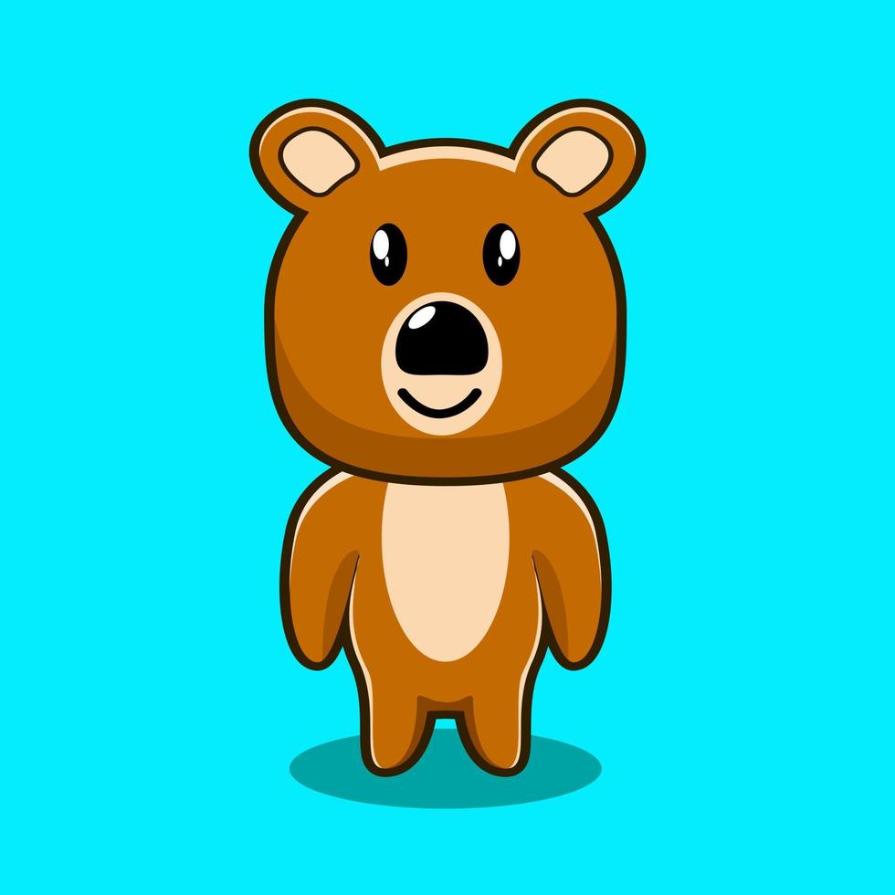 oso único personaje lindo con vector de expresión de sonrisa