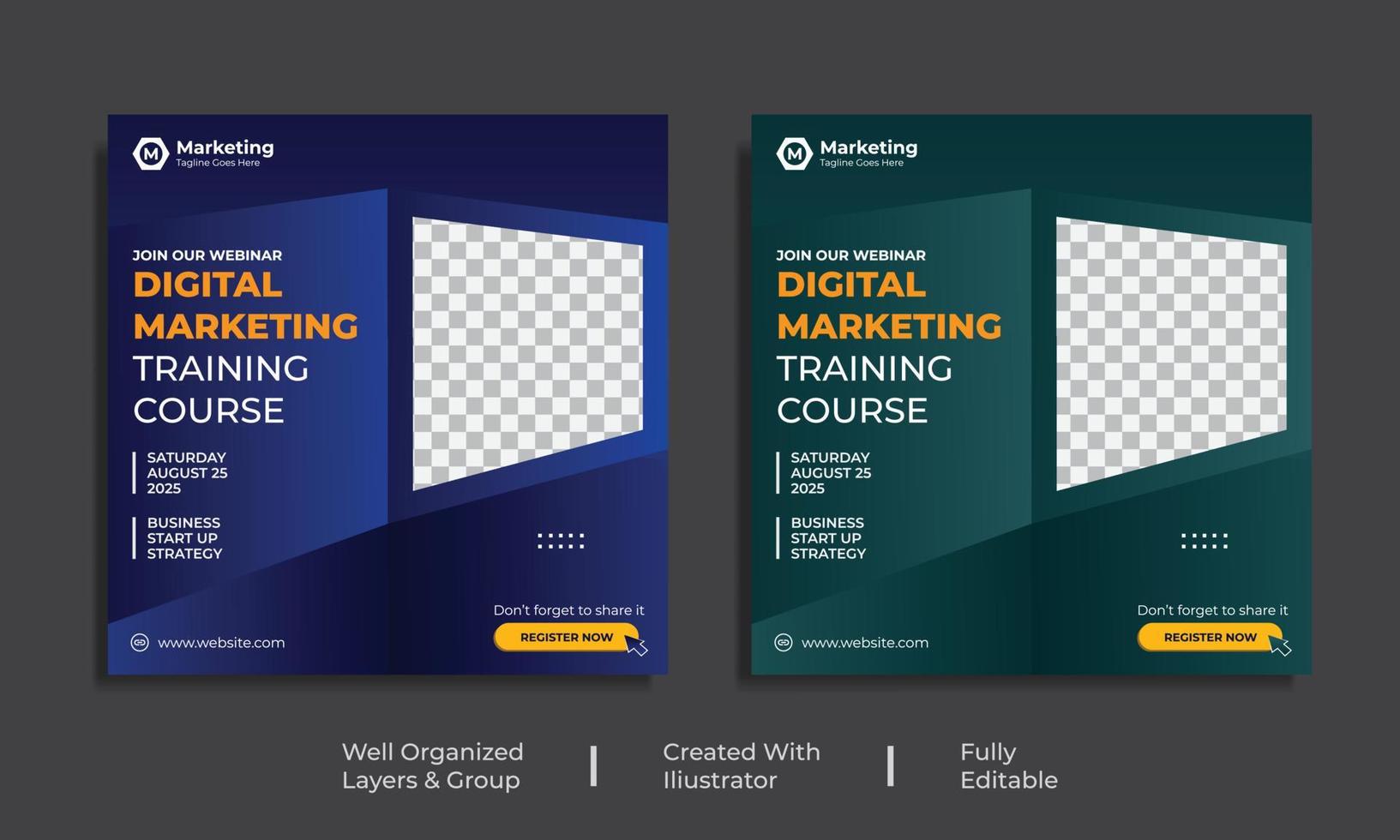 Creative live streaming Digital marketing Training Course social media promotion template Design vector