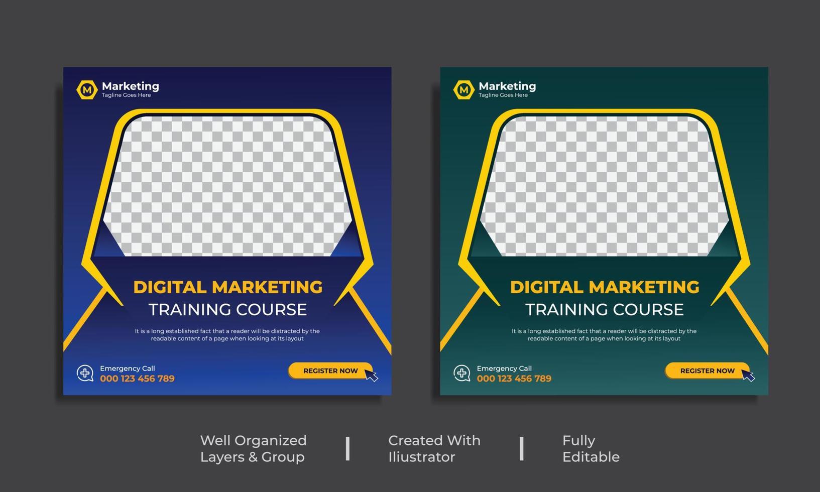 Creative live streaming Digital marketing Training Course social media promotion template Design vector