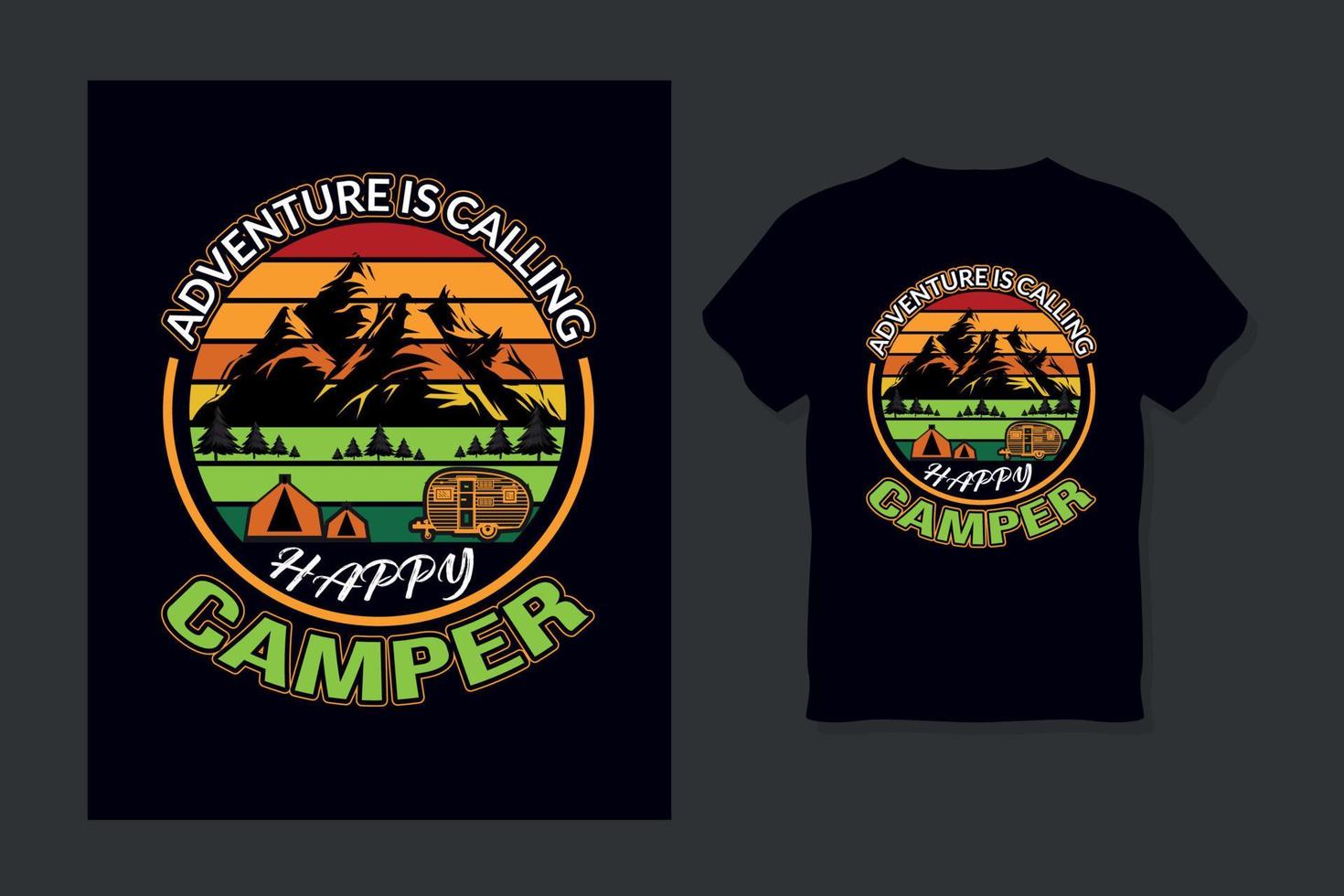 Advanture is Calling VINTAGE Camping T Shirt Design Template vector