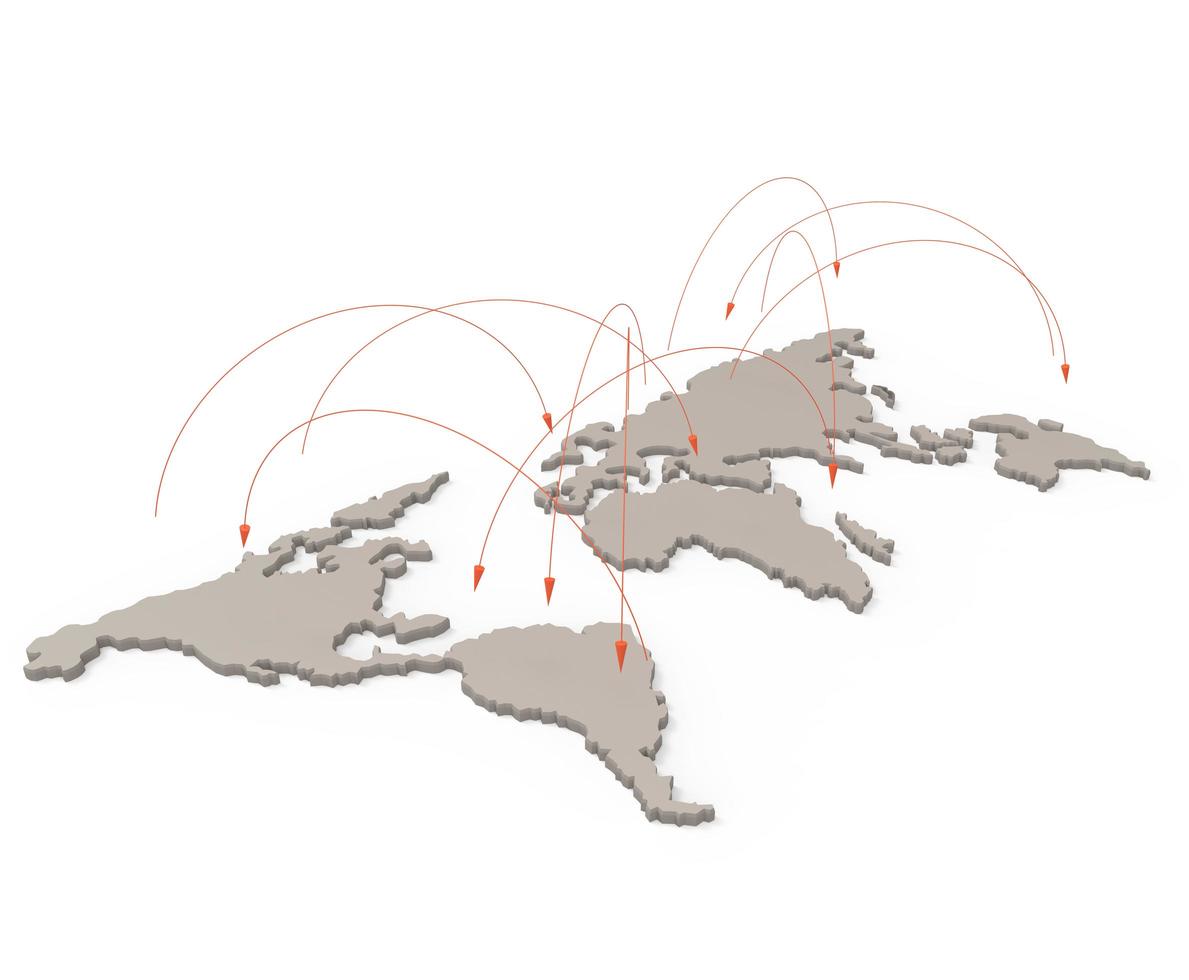 social network human 3d on world map as concept photo