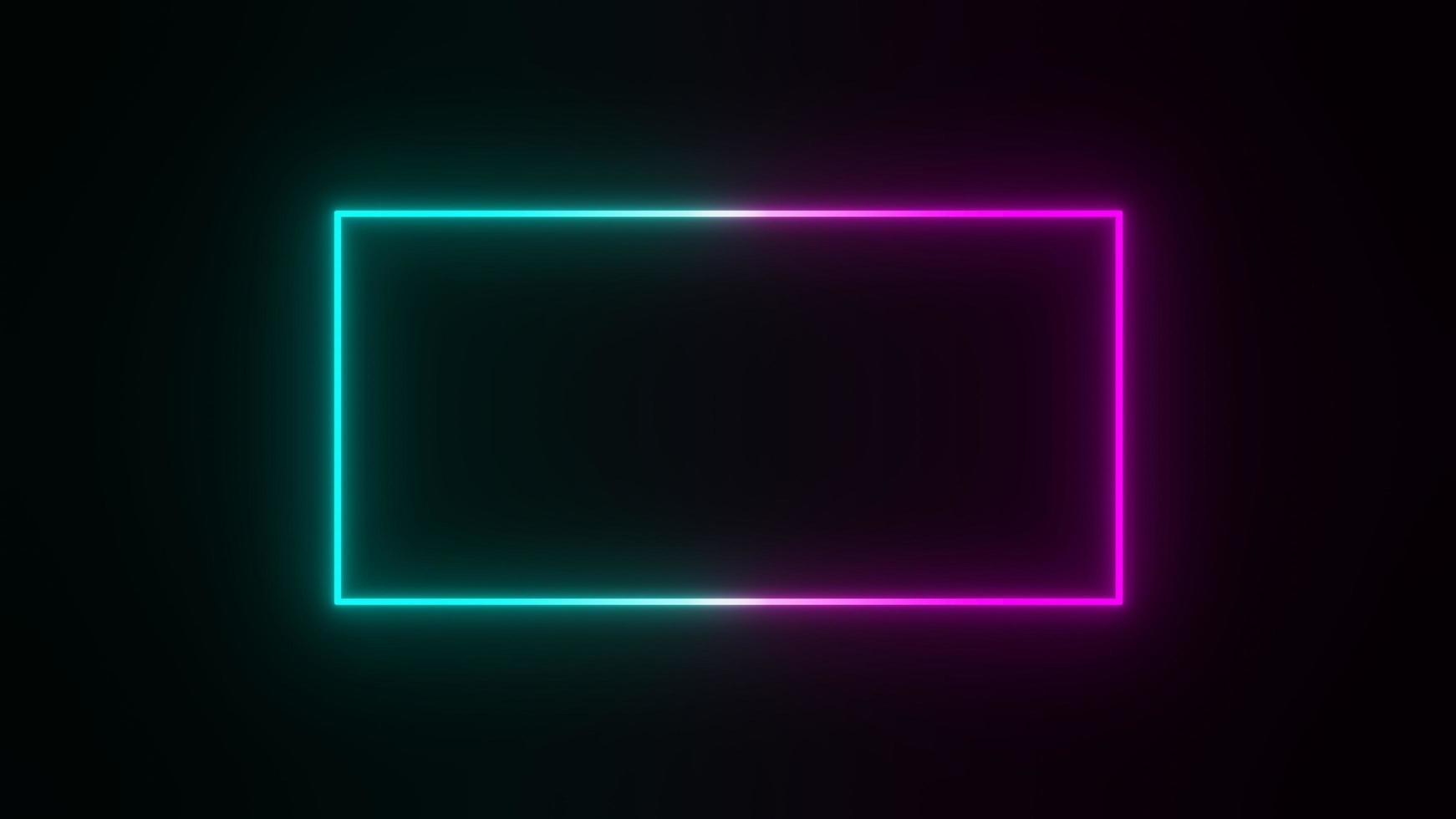 Rectangle neon frame sign 3D render illustration photo