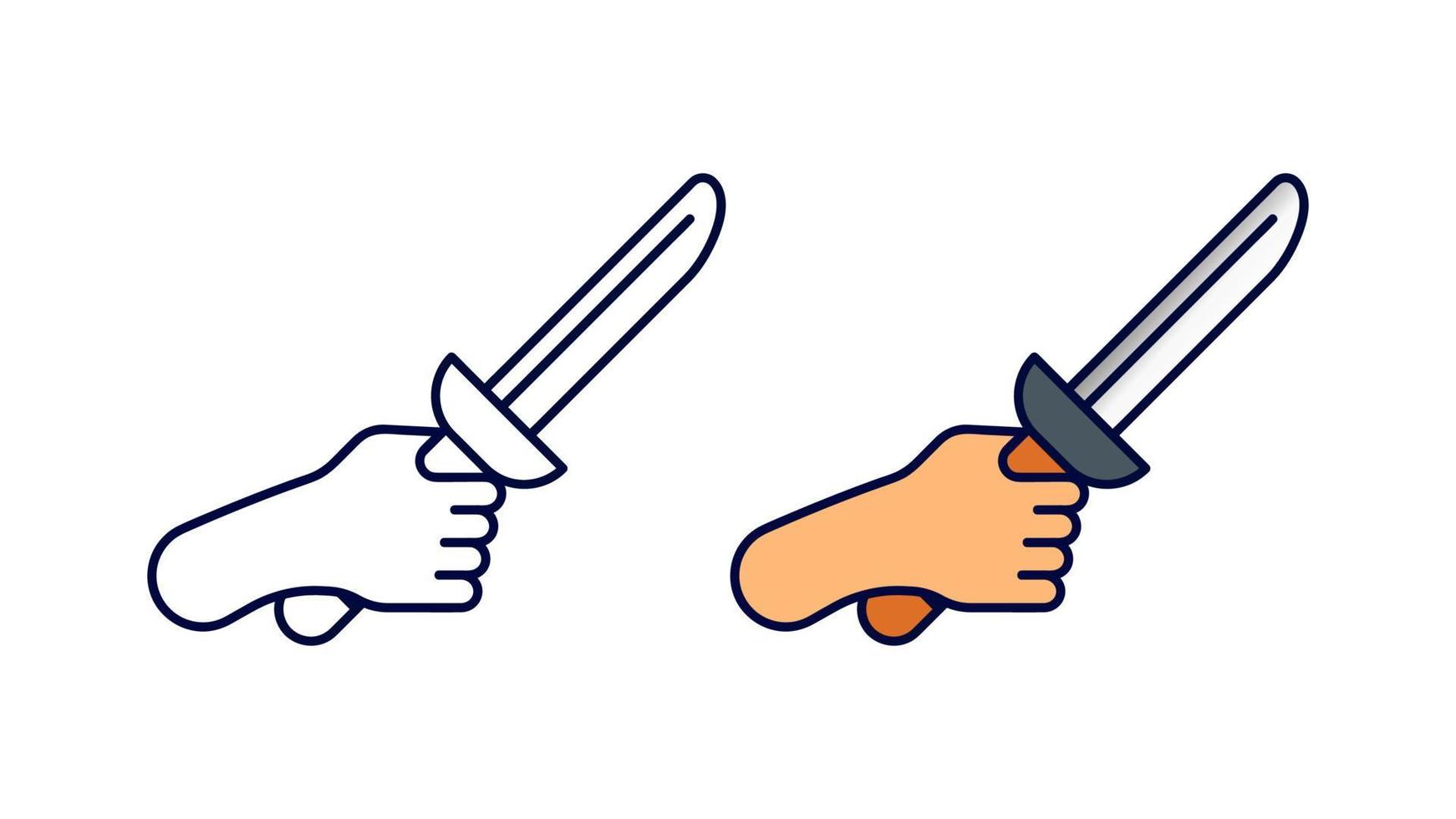 Knife in hand icon set. Knife in the air series special collection linear icon set. Download creative war encounter related vector. Editable linear icon set. white background. vector