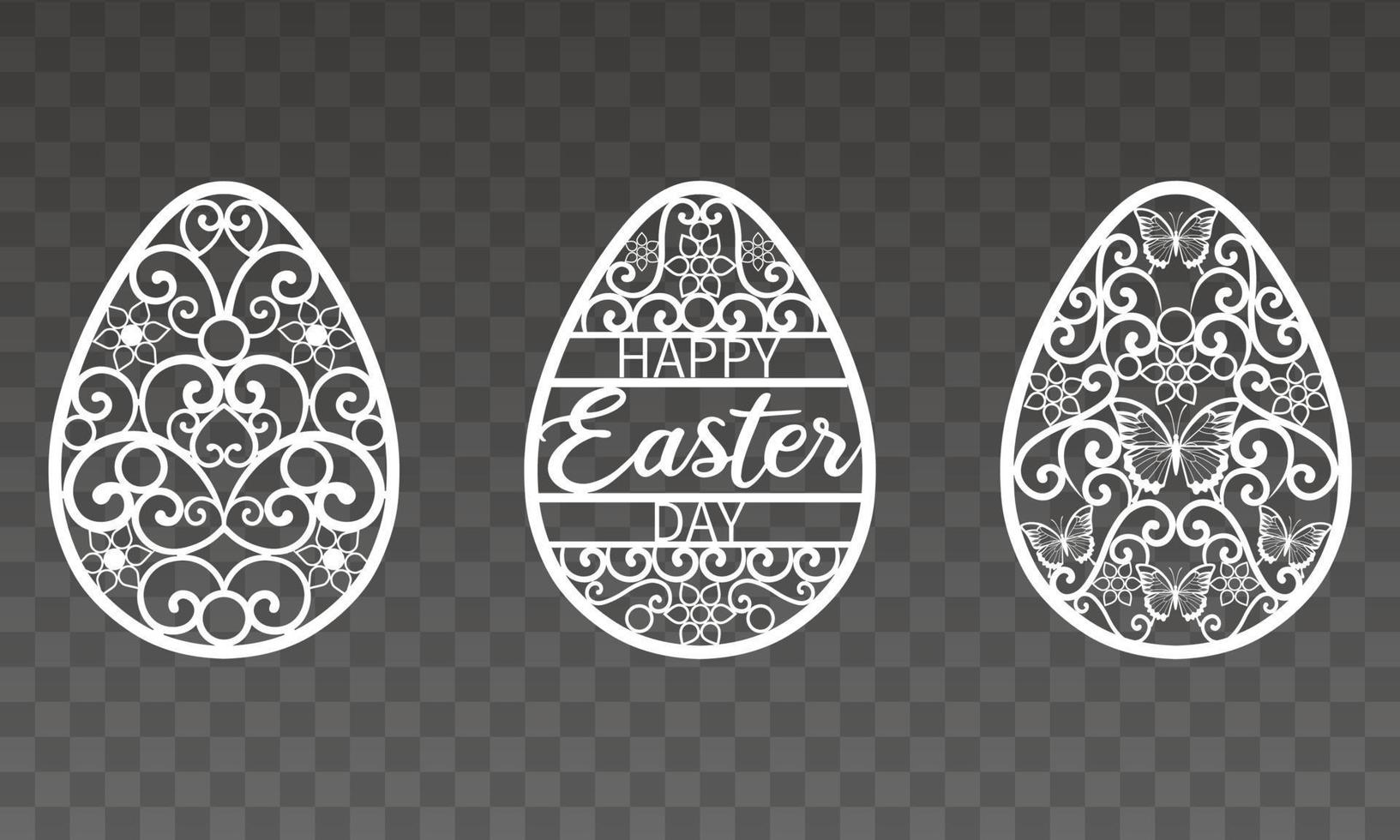 juego de pegatinas decorativas de huevos de pascua de papel vector