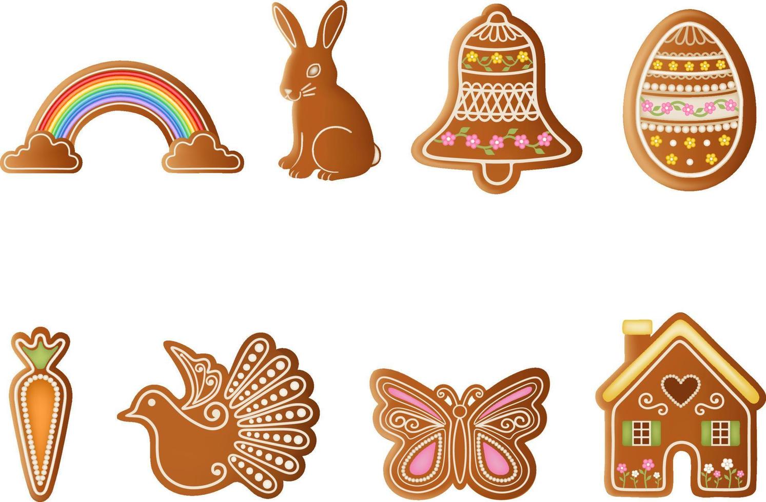 isolated easter gingerbread cookies vector