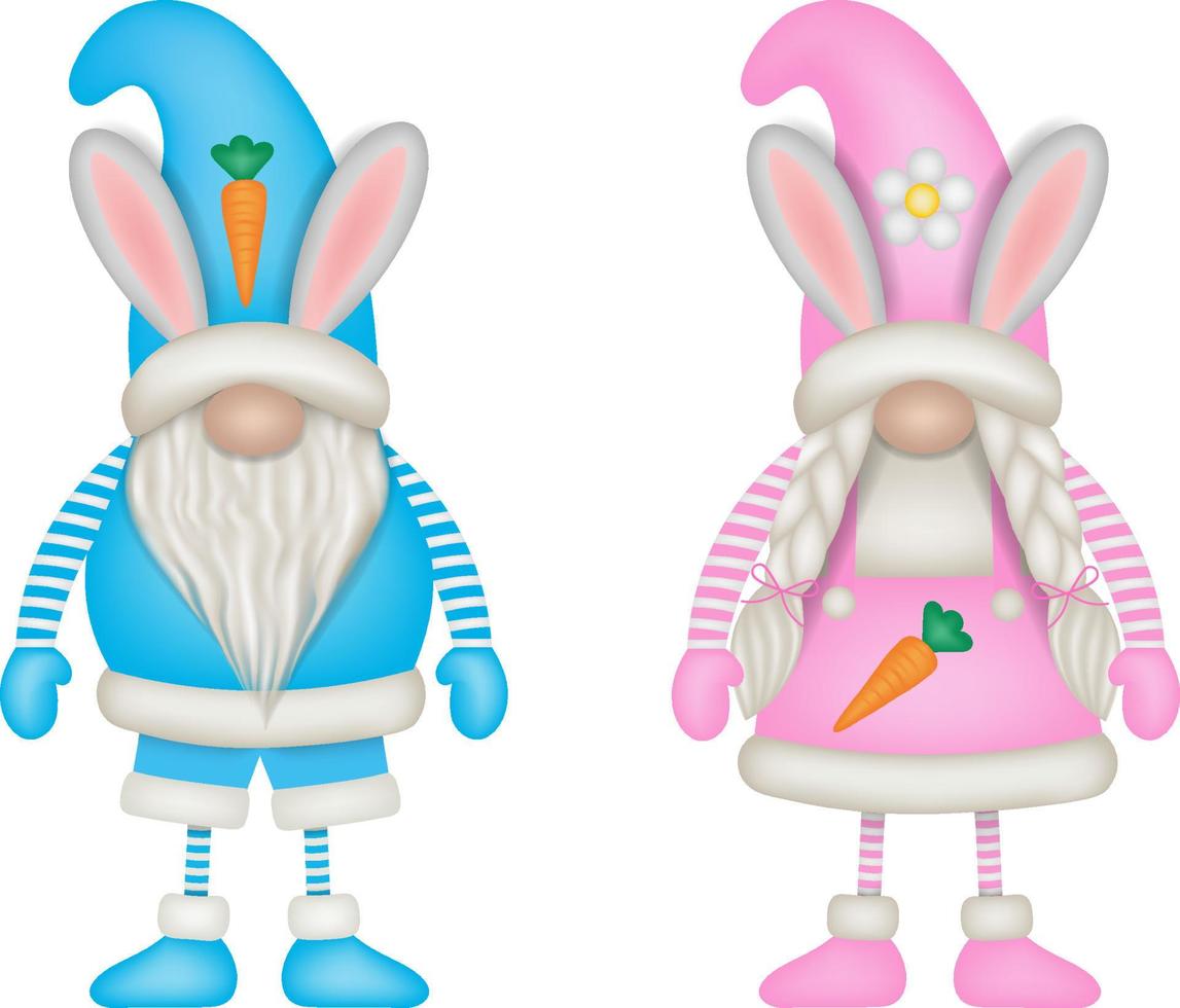 female and male easter gnomes vector