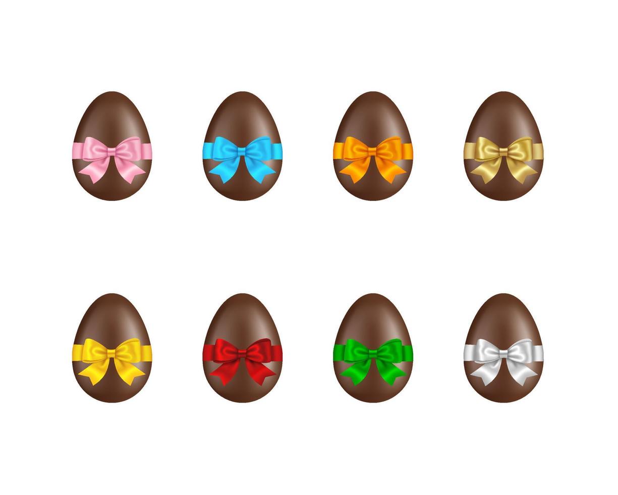 easter chocolate eggs withcolorful bows vector