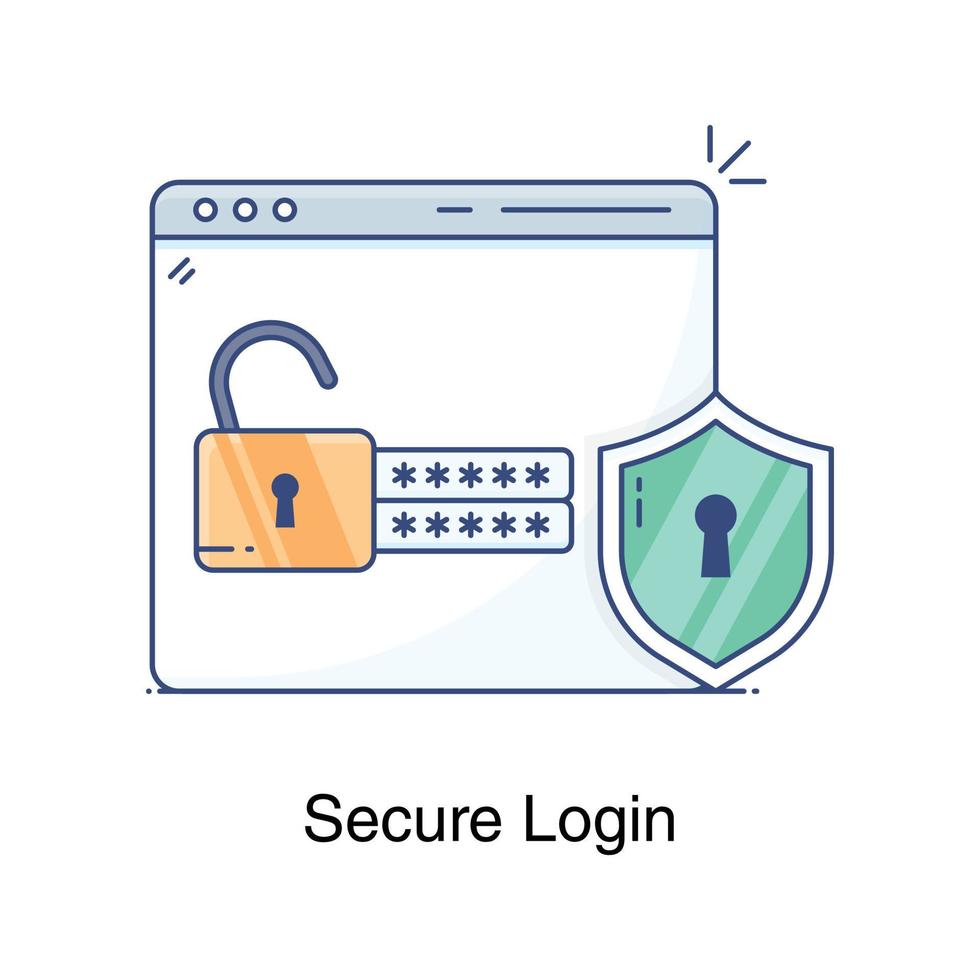 Secure login icon in flat design vector