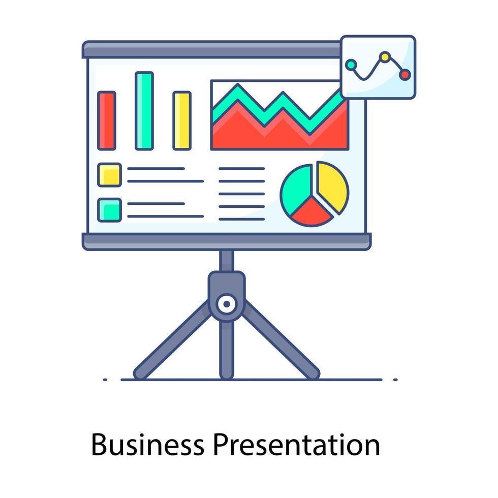 vector de contorno plano de presentación de negocios, que presenta información analítica