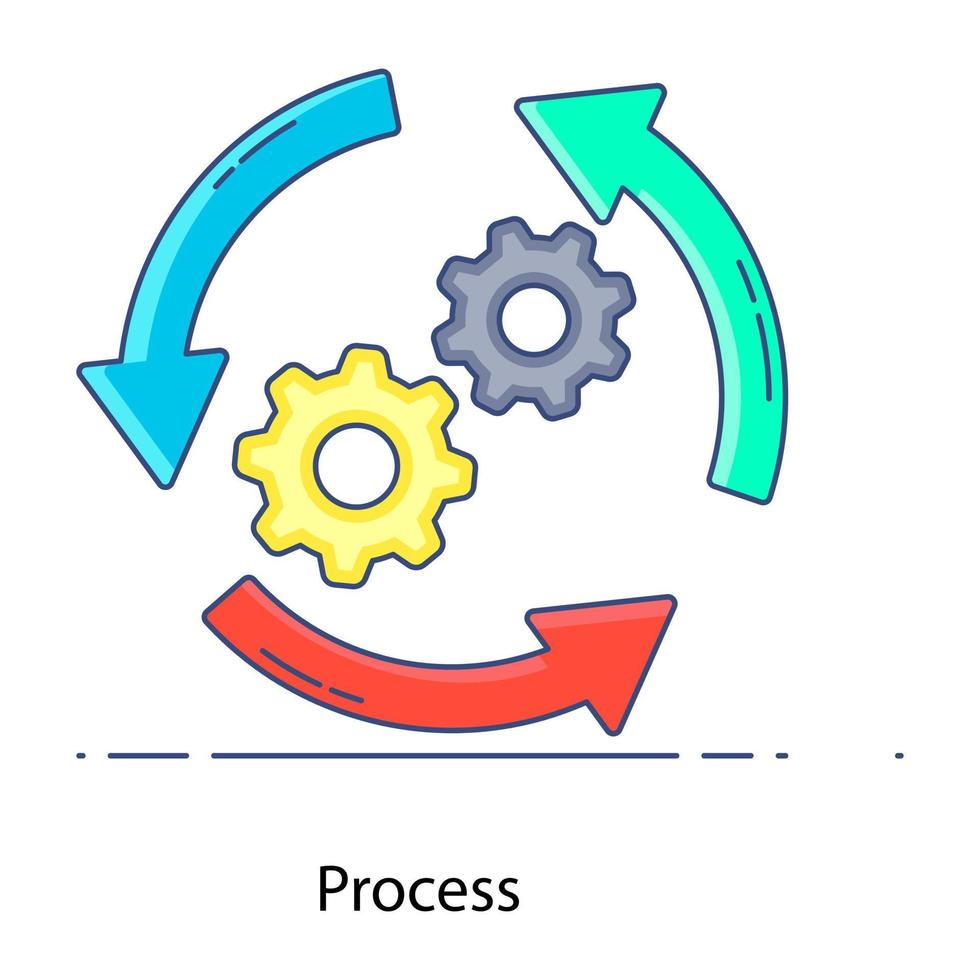 Process flat outline icon, industrial operations vector