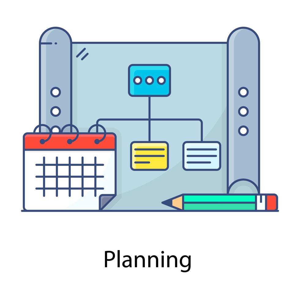 Flowchart blueprint, planning vector in flat outline style